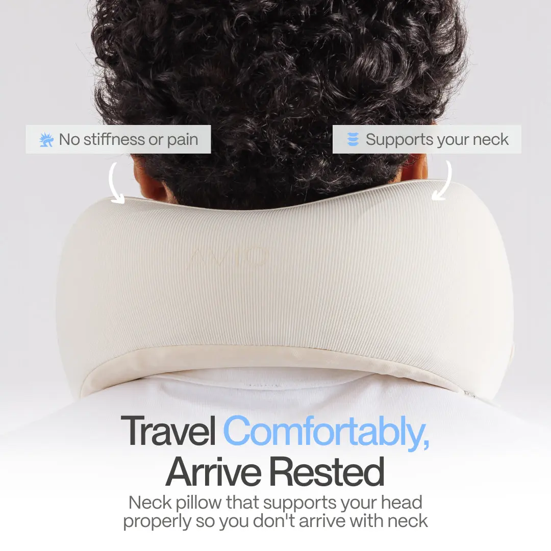 AVIO x Mellow Sleep Collab | Cloud Travel Pillow Capsule, 3-Zone Ergonomic Support Memory Foam Neck Pillow, Ultra Soft Mellow Cloud Tech, Cooling Breathable Fabric, 360° Ergonomic Support, Compact Packable Design with Premium Silicone Storage Capsule, Pil