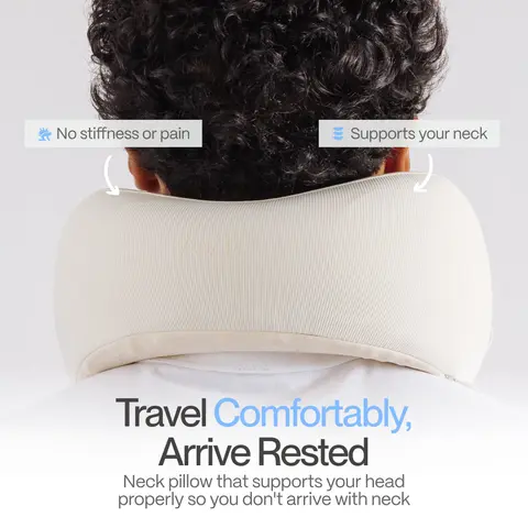 AVIO x Mellow Sleep Collab Cloud Travel Neck Pillow, 3-Zone Memory Foam Pillow for Neck Pain, Mellow Cloud Tech, Cooling Breathable Fabric, Carryon Friendly Compact Packable, Premium Silicone Storage Capsule, Airplane Travel Accessories, Spot Clean