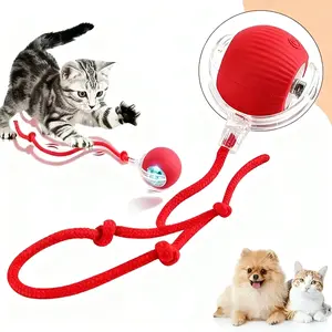 Electric Cat Ball Toy with Rope Interactive Rolling Motion & Light Effects for All Breeds Durable PetSafe Construction Cat & Kitten Accessories cool cat stuff cat toys cat toy
