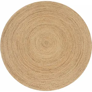 Jute Braided Area Rug,  - 4  Round, Boho Neutral Rattan Circle Hand Woven Rugs for Living Room, Bedroom, , Kitchen, Indoor Use | Farmhouse Rustic Patio Floor Mat for  Decor