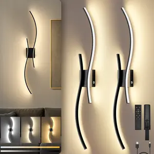 Battery Operated Wall Sconces Set of Two 10000mAh Rechargeable Modern LED Lights with Remote Control Dimmable 3CCT 31.5 Inch Cordless for Living Room Bedroom Hallway