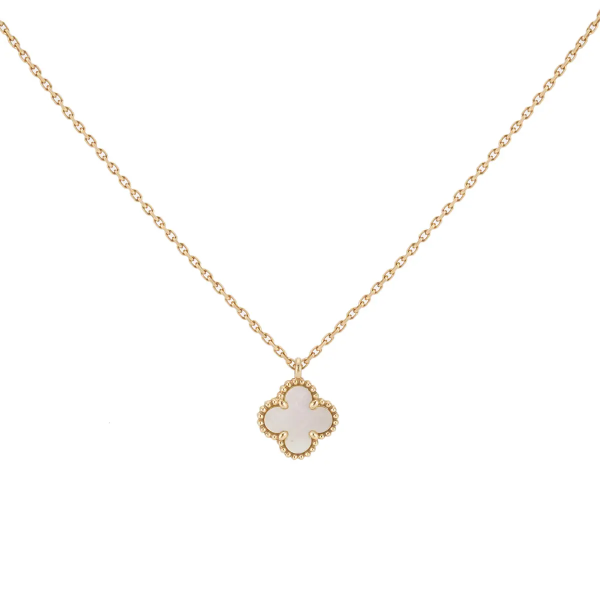 Pre-owned Van Cleef & Arpels Sweet Alhambra Pendant Necklace VCARF69100 – 18K Yellow Gold & White Mother of Pearl JLP018089 Joyce