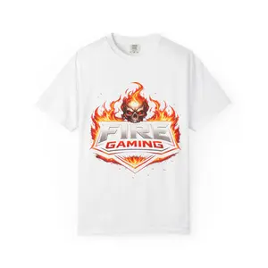 Fire Gaming skull logo T-shirt | flaming esports graphic tee