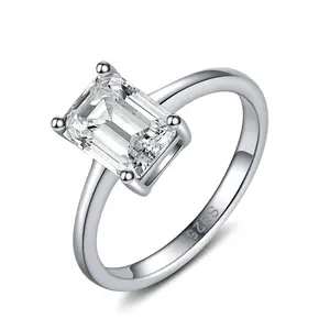 3 Carat Moissanite Emerald Cut Ring in Sterling Silver – Statement Elegance