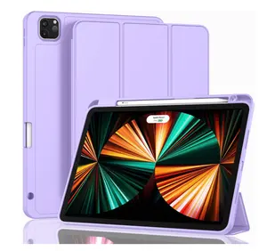 iPad Pro 12.9 Inch Case 2022/2021/2020(6th/5th/4th Gen) with Pencil Holder,Smart iPad Case [Support Touch ID and Auto Wake/Sleep] with Auto 2nd Gen Pencil Charging (Clove Purple)