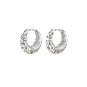 Light luxury ultra-shiny zircon full-diamond hoop earrings 2026 new popular model with an elegant and high-end feel, perfect as a gift