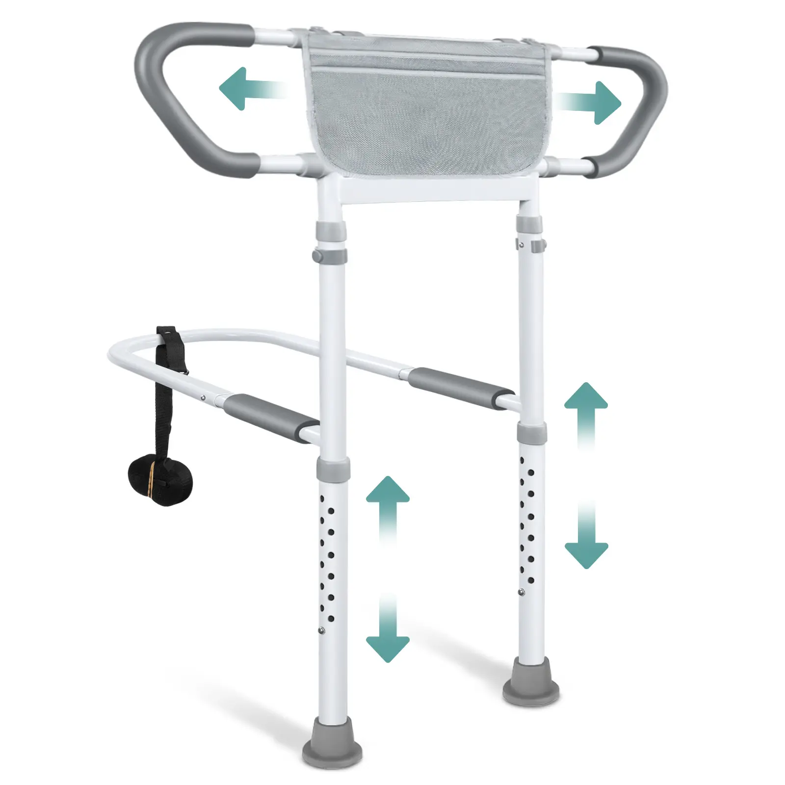 Elderly Bedside Safety Rail with Wide Handrails, Sturdy Bed Assist Bar for Fall Prevention, Modern Bedside Support Railing for Seniors