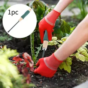 EcoGarden Manual Weeding Tool, Wooden Handle Metal Weed Puller, Handheld Gardening Root Remover, No Power Required, Weed Removal Rake
