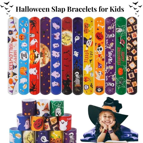 Kids' PVC Halloween Slap Bracelets, 36PCS Bulk Snap-Fit Costume Jewelry for Classroom Prizes & Party Favors