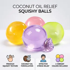 Ultra Soft Gel Stress Relief Squeeze Balls | High Elasticity Anti-Stress Fidget Toy | Jelly Texture Stress Balls | Anxiety Relief Toy for Office, School & Home Relaxation