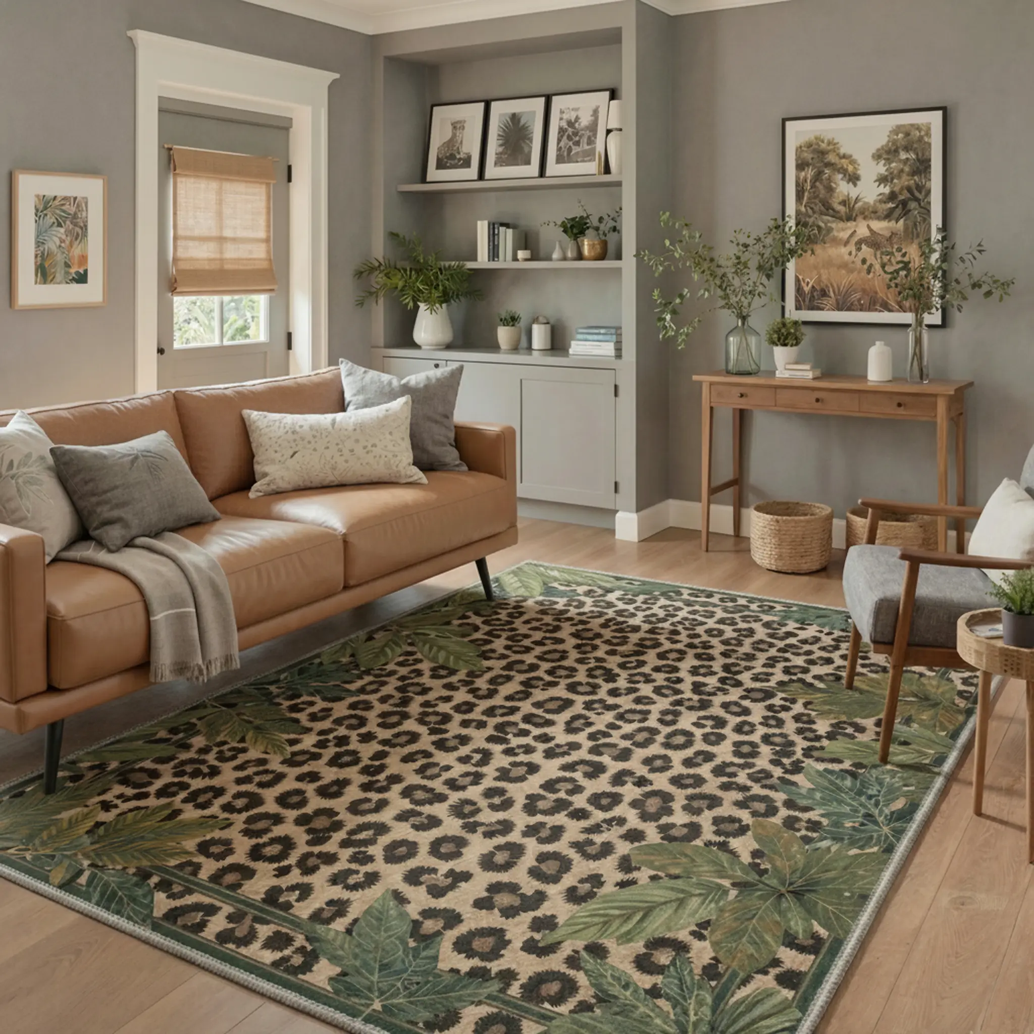【Deals For You Days】GENIMO Floor Rug – Machine Washable, Pet Friendly, Soft, Non-Slip Area Carpet, Perfect for Living Room, Bedroom, Kitchen, Hallway, Stylish Home Decor ,ARN2025-LEAF