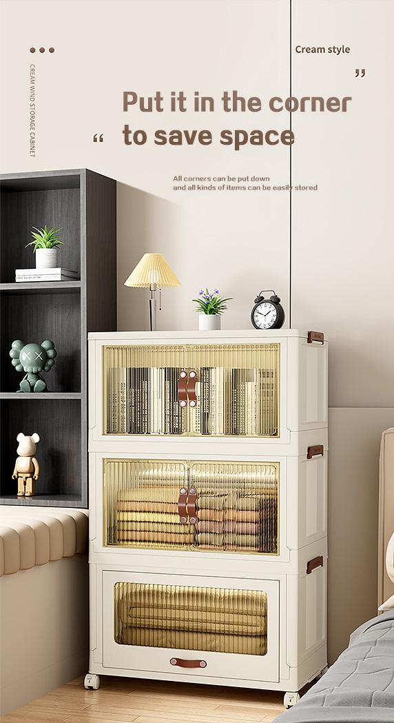 ONAIL Drawer style Super large Foldable Storage Box with Lid, Stackable Household Storage Holders with Wheels Home Decor Organiser Durable Plastic