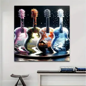 Guitar Pattern DIY Diamond Arts Colorful Painting Kit without Frame, 5D Diamond Arts Colorful Painting Kit, Wall Art Decor for Home Living Room Bedroom