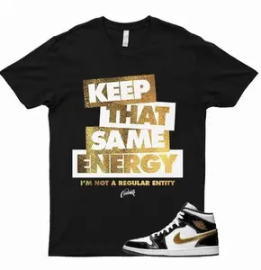 Mid 1 Metallic Gold Patent Black White NRG Top 3 Dunk High T Shirt To Match K2 Top Unisex