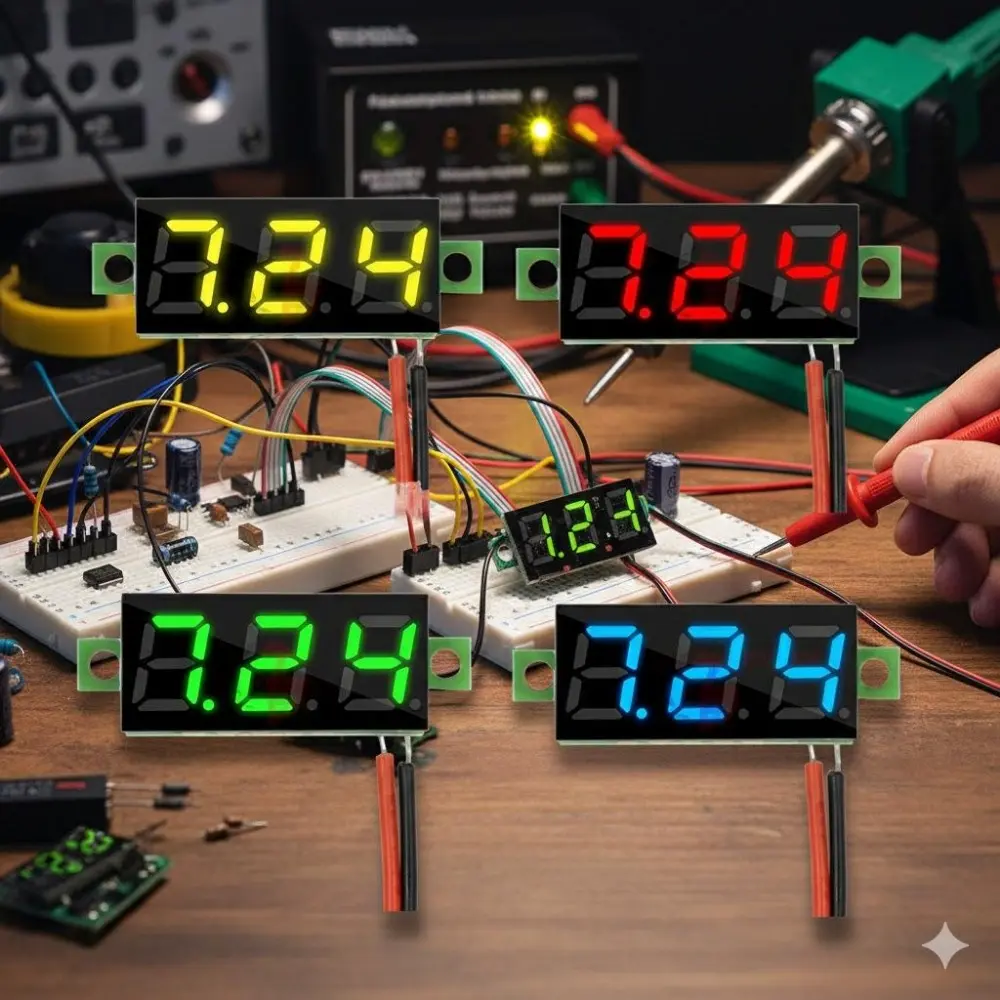Mini Digital DC Voltmeter 0.28" LED Display 2.5-30V Portable Voltage Tester for Car Battery Diagnostic, Circuit Troubleshooting, Power Supply Monitor, Electrical Multimeter Tool for Auto Repair & Home DIY