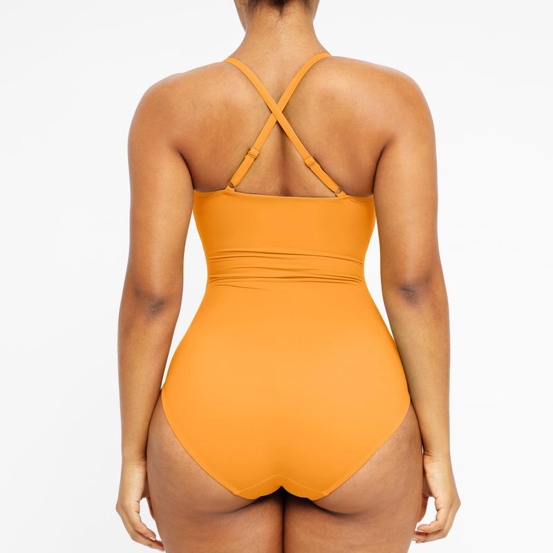 1 PC Women's Swimsuit U-Ring Cut Out Slimming Swimwear One Piece Tummy Tucking Bathing Suit,Plus Size Swimsuit for Women,Soft Simple Comfy