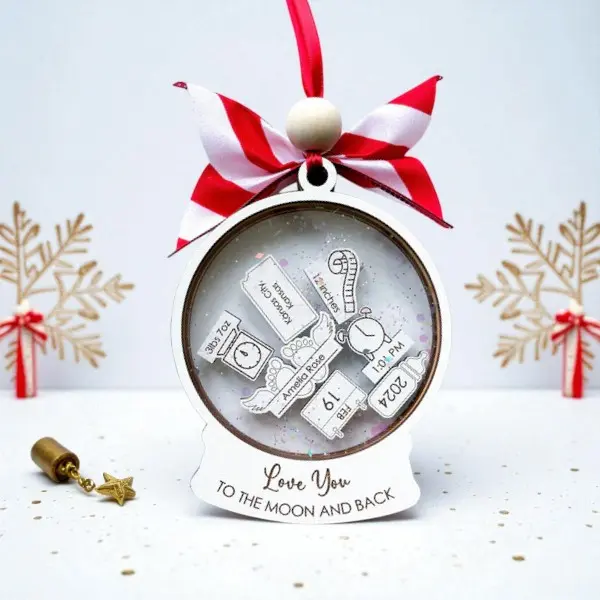love you to the moon and back, infant loss gifts, personalized baby memorial ornament, baby loss christmas ornament