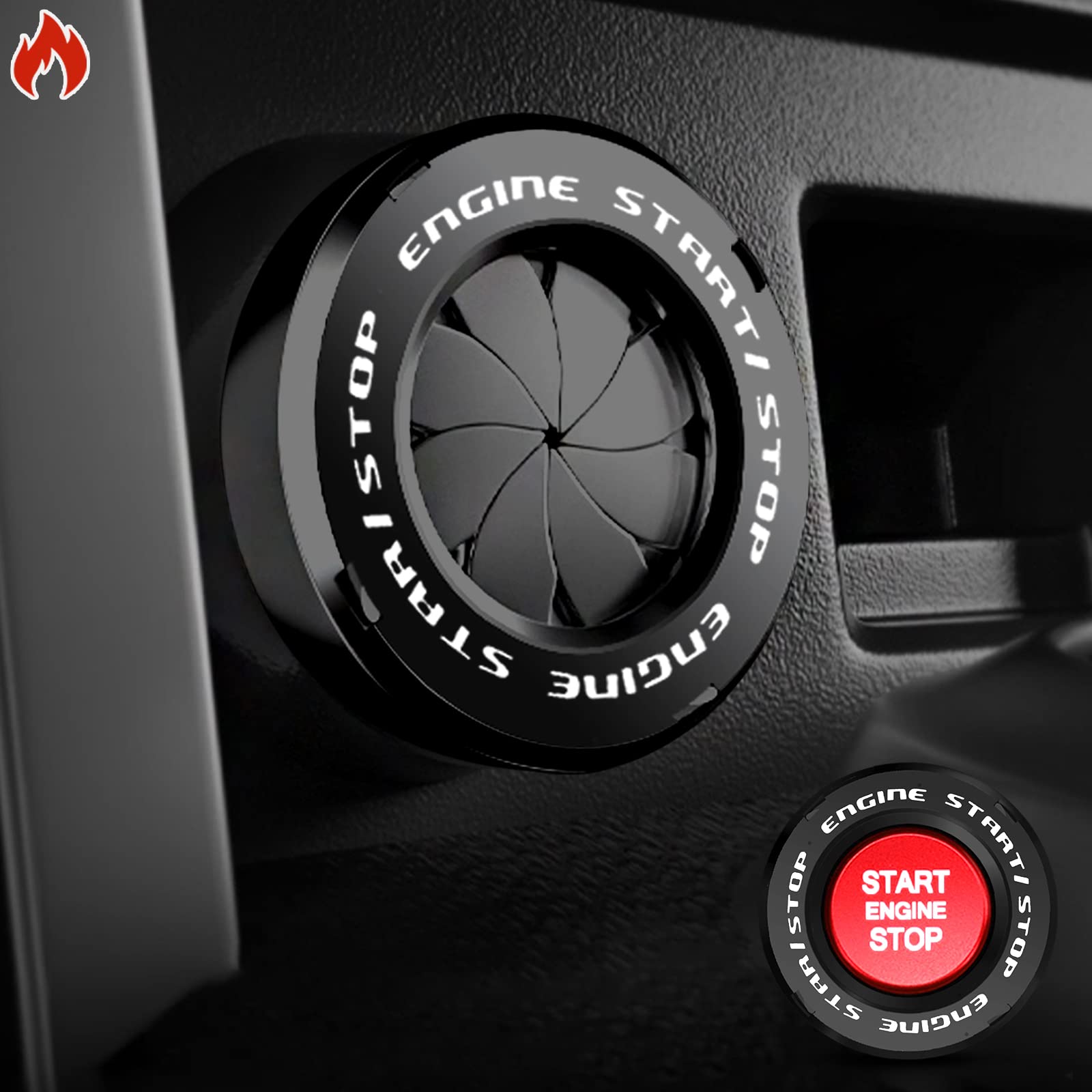 JOYTUTUS Ignition Device Decor Key Cover Car Interior Sticker for Motorcycle Lock Rotary Push To Start Button Cover Enhance Aesthetics