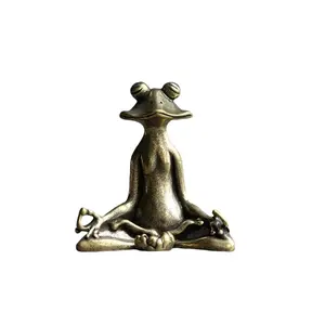 Elegant Metal Kung Fu Frog Incense Holder, Meditation Frog Figurine, Yoga Mediation Sleep Rest Use, Desktop Decorative Ornament