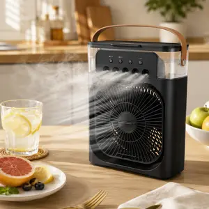 USB Portable Fan, 3 wind speeds and 3 mist modes. For an extra cooling boost, add ice cubes! Portable Evaporative Cooling Fan with Light, Portable Rechargeable Camping Fan, portable multi-functional fan, bedroom office fan, Summervibes