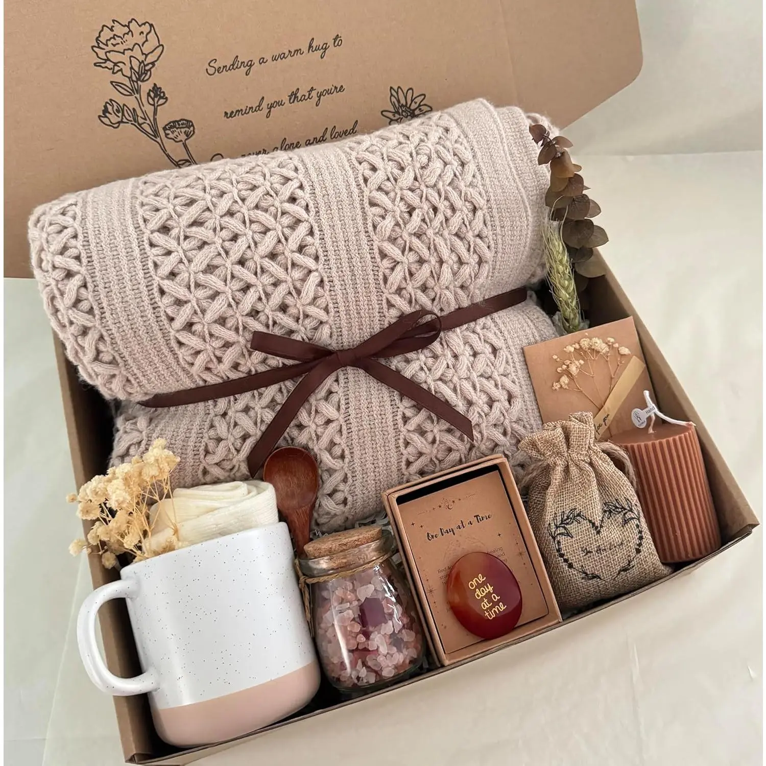 Get Well Soon Gift Baskets for Women - Earth Tone Self Care Package - After Surgery, Sympathy Gifts for Loss of Loved One, Thinking of You/ Mothers Day/ Grief /Bereavement /Miscarriage Gifts for Women