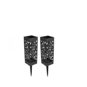 2pcs Flower Arrangement Baskets, Hollow Garden Basket, Outdoor Yard Lawn Cemetery Flower Arrangement Basket, Cemetery Decoration, Flower Holder, Black Plastic Vase with Drain Hole
