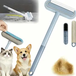Upgraded Reusable Hair & Fur Brush – Extra-Long Handle Lint Cleaner for Dogs & Cats, Washable Multi-Surface Tool for Furniture, Bedding & Clothes