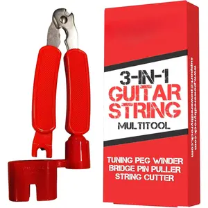 Guitar String Winder, String  and Bridge Pin Puller - 3-in-1 Guitar Tool for Acoustic and Electric Guitars - Wind Guitar Strings  - Cut Excess String Off - Pull Pins Out Easily
