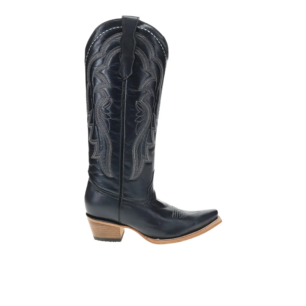 Corral Boots Womens Embroidered Tall Snip Toe Pull On  Casual Boots Knee High Low Heel 1-2" - Blue
