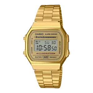 Casio Vintage Gold Digital Watch A168WG-9VT, Classic Design, Gold Stainless Steel, Retro LED Backlight, Alarm & Stopwatch