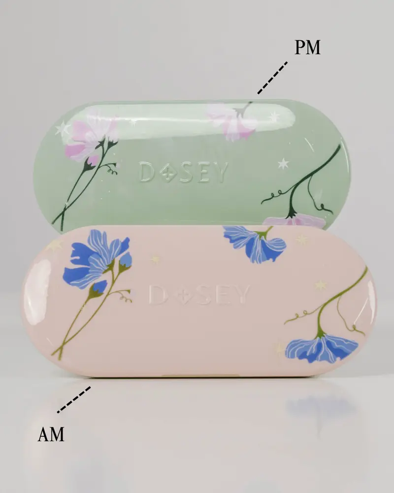 AM PM Compact Kit - Includes 2 x 7-Day Pill Compacts for twice daily medication / suppliments