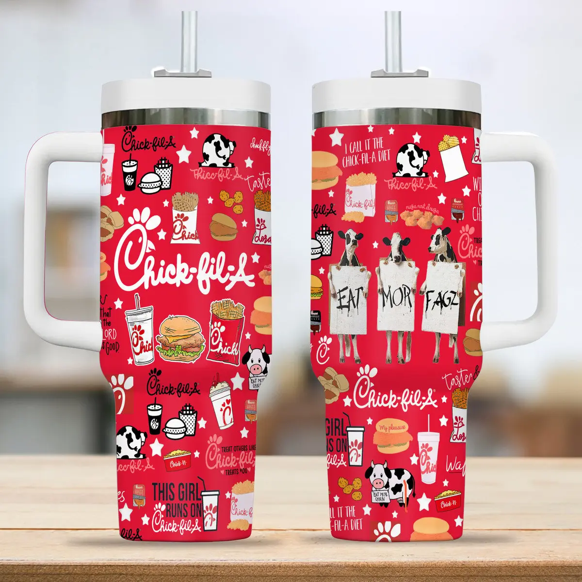 Chick-fil-A 40oz Tumbler with Handle – Insulated Christmas Gift Cup ,Christmas Gift, Tumbler Gift, Perfect Holiday Gift