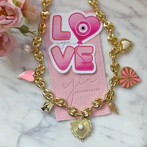 Gold-Filled Heart Charm Necklace for Women with Cubic Zirconia, Casual Love Design, Adjustable 18-20 Inch Chain