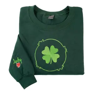 Embroidered Custom St Patricks Day Sweatshirt, Personalized Shamrock Sweater, Lucky Charm Crew Neck Sweater, Choose Your Lucky Charm Hoodie, Lucky Irish Gift