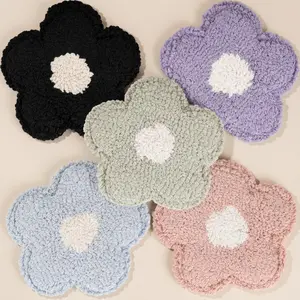 Retro Floral Daisy Needlepoint Coaster Mug Rugs