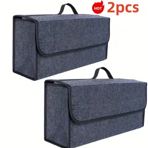 Set of 2 Multifunctional Car Trunk Organizers - Durable, Foldable Felt Storage Boxes - Space-Saving Car Organizers for Everyday Use, Packaged Together for More Economical Shipping, Car Accessories, Car Organization