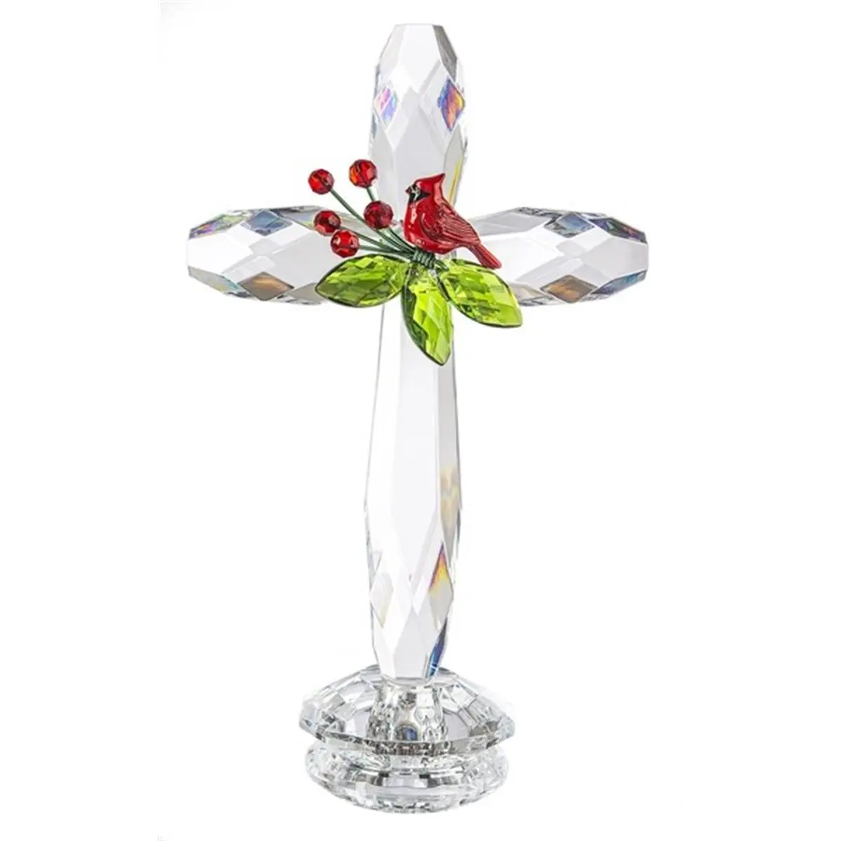 212 MAIN 7.5 in. Plastic Standing Cross Ornament, Cardinal Motif, Cross Design, Decorative Religious Print, Stylish Room Decorations, Ideal Home Decor Gift, Religious Cross Print