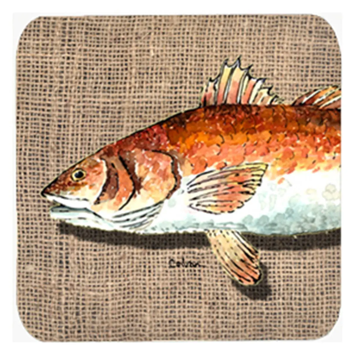 Red Fish Print Foam Coasters, Set of 4, Fade-Resistant Heat-Safe Kitchen Tableware Accessories