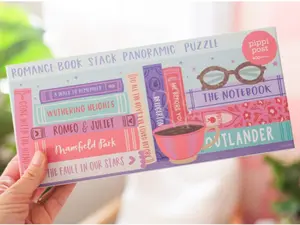 Romance Novels Bookshelf- 400 Piece Panoramic Jigsaw Puzzle