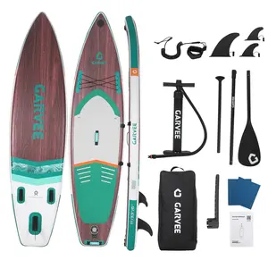[FLASH SALE]Garvee Inflatable Stand Up Paddle Board 11' x 33" with Accessories, Ultra-Light Deep Wood Style, Wide Non-Slip Deck, Triple Fin, Beginner-Friendly All-Around SUP – Deep Wood