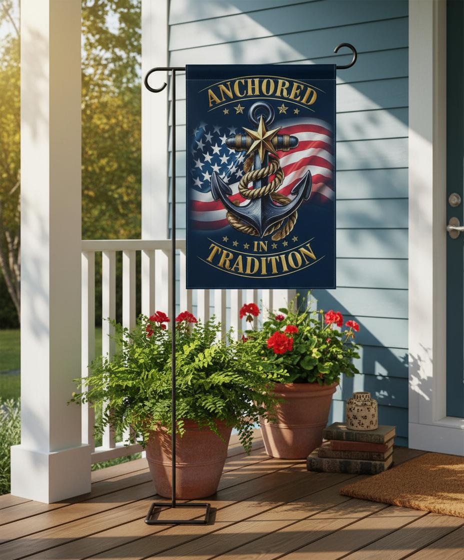FLAGMEUP8386 Navy Veteran Garden Flag 12x18 Inch – Double Sided Patriotic Yard Flag, All-Weather Outdoor Military Decor, Gift for Veterans