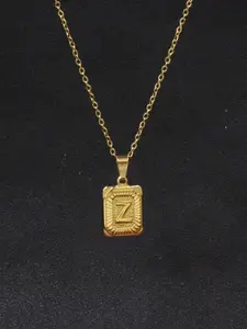 Women's Stainless Steel Letter Pendant Necklace, Casual Fashion Jewelry for Daily Wear & Office, Elegant Design for Women