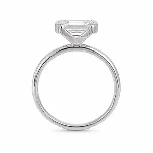 The East West Half Bezel — Emerald Diamond Ring Lab Grown Bridal