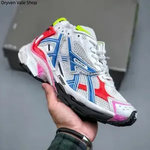 Men's Trendy Retro Running Shoes, High - Quality Mesh Leather Spliced Athletic Shoes with Fluorescent Details, Comfortable and Durable for Outdoor Sports and Daily Wear