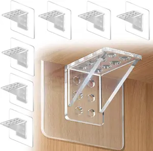 24 Pieces Adhesive Shelf Bracket, Punch Free Reinforced Design Shelf Support Pegs for Shelves Kitchen Cabinet Book Closet - Large Size