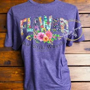 Flawed But Still Worthy Romans 5:8 Floral T-shirt Crewneck  Top Womenswear Softstyle