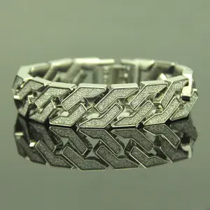 Black Friday Hiphop Style Gold Glitter Bracelet for Men Geometric Pattern Hand Jewelry 21cm Length 1.7cm Width 77g Weight Unique Touch Distinctive Accessory
