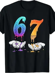 6 7 six Seven Meme 67 T Shirt Mens summer comforta