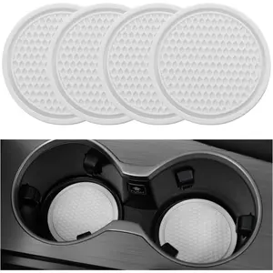Car Cup Coaster, 4PCS Universal Non-Slip Cup Holders Embedded in Ornaments Coaster, Car Interior Accessories, White
