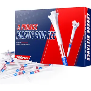 3 Prongs Plastic Golf Tees 100 Pack  and Stripe Version - Low Friction and Resistance Golf Plastic Tees